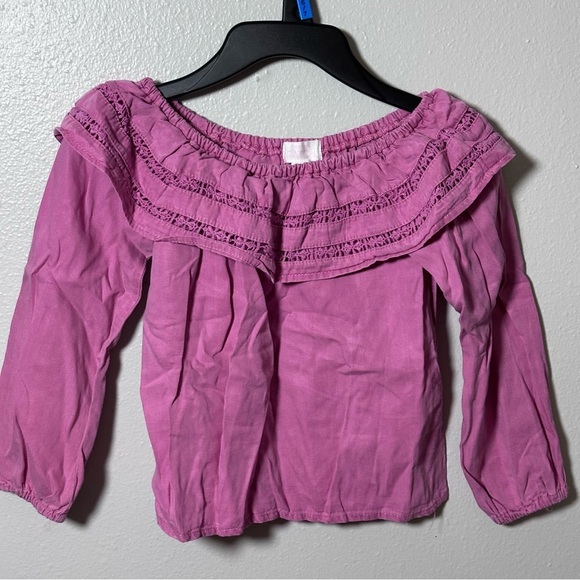 Pumpkin patch Off shoulder Girl Pink Long Slevee shirts size 5 - Picture 2 of 6